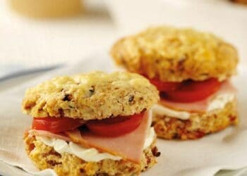 Breakfast Scones with Ham and Tomato