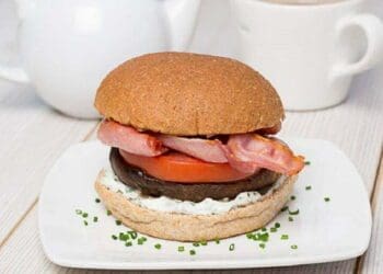Mushroom, Tomato and Bacon Bap