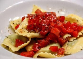 Mushroom Ravioli and Tomatoes Recipe