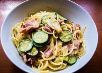 Spaghetti Carbonara with Courgette Recipe - TheRecipe.Website