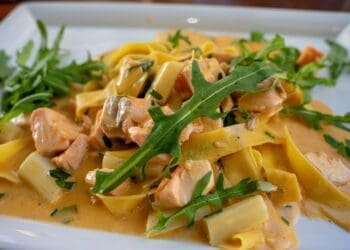 Salmon and Asparagus Tagliatelle Recipe - TheRecipe.Website