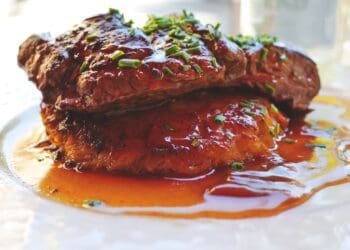 Pan Fried Sirloin with Red Wine Jus Recipe - TheRecipe.Website