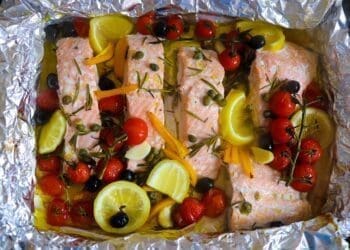 Foil Wrapped Salmon with Vine Tomatoes Recipe - TheRecipe.Website