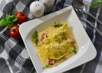 Ravioli with a Creamy Bacon Sauce Recipe - TheRecipe.Website