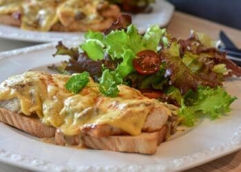 Chicken Bacon and Cheese Open Sandwich Recipe - TheRecipe.Website