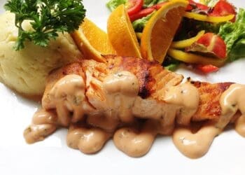 Grilled Salmon with Paprika Cream Sauce Recipe - TheRecipe.Website