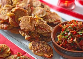 Sweet Pepper Pancakes with Tomato Relish Recipe - TheRecipe.Website