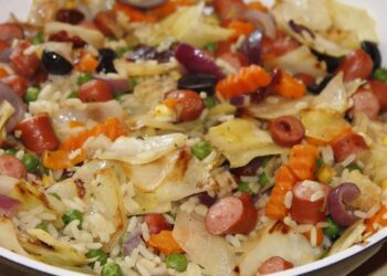 Sausage, Veg and Rice Bake Recipe - TheRecipe.Website